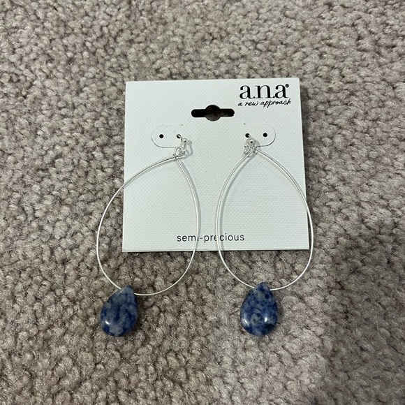 A.N.A. Semi Precious Teardrop Hoop Earrings - Picture 1 of 3